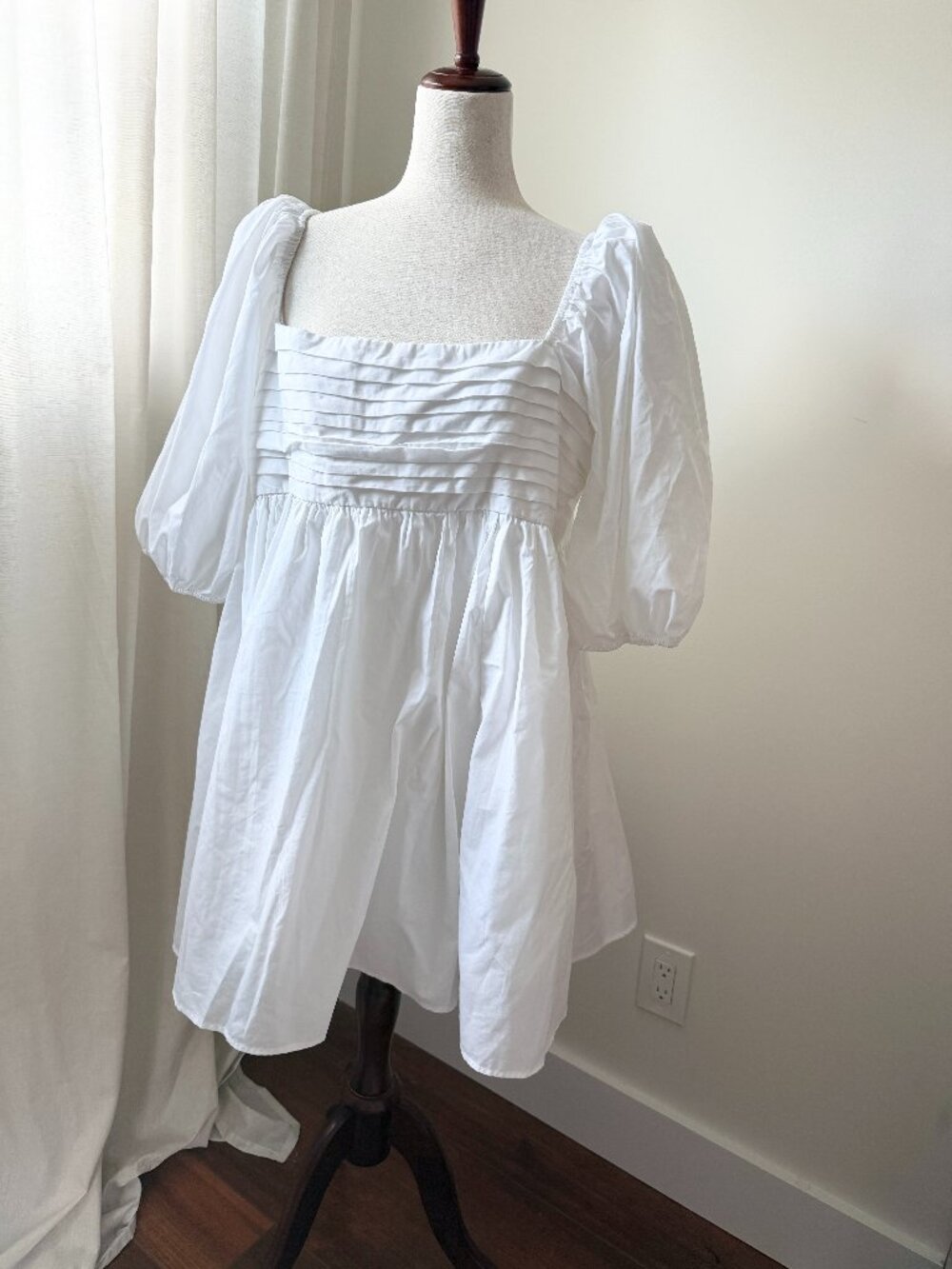 Abercrombie Emerson Dress XXL White Puff Sleeve Mini Square Neck